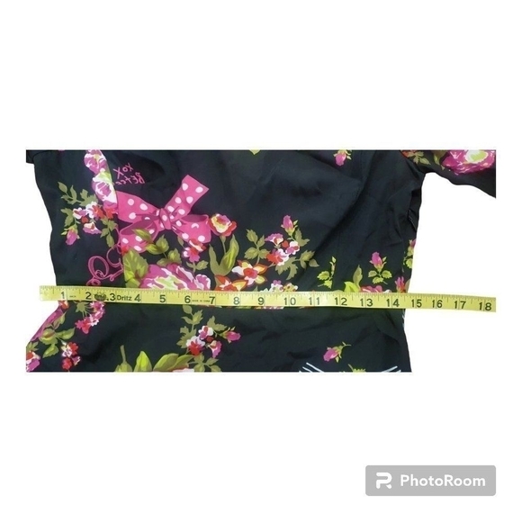 Betsey Johnson Black Floral Bell Sleeve Dress - Size 2 - Picture 10 of 11